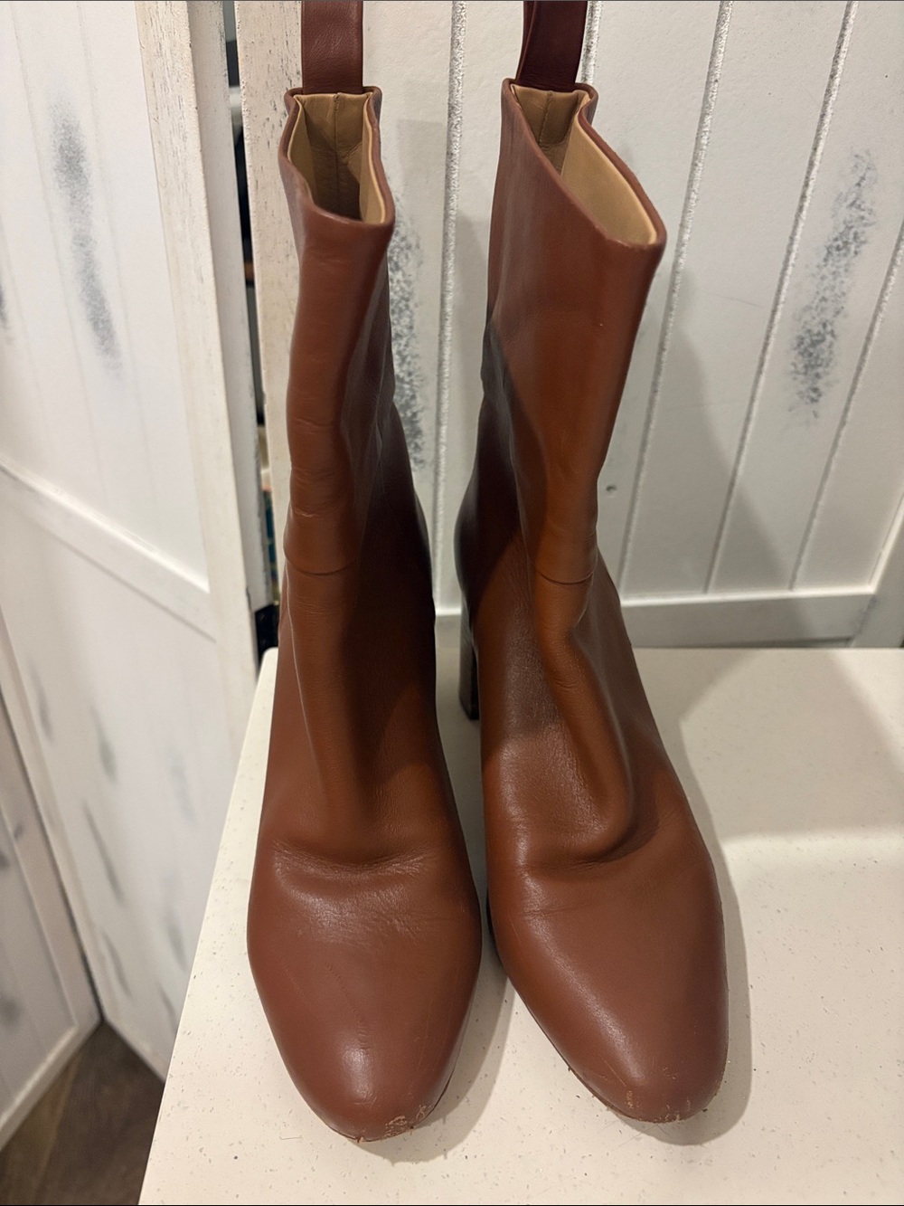 Vero Cuoio Chestnut Brown Stretch Leather Ankle Booties